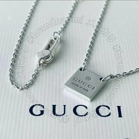 NEW Gucci Logo Square Pendant Necklace With Box And Dust Bag.Full Inclusion - Picture 11 of 17
